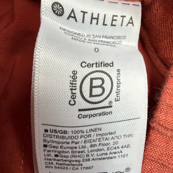 Athleta 100% Linen Joggers Rust Orange Drawstring Pants Womens Size 0 - Picture 6 of 9